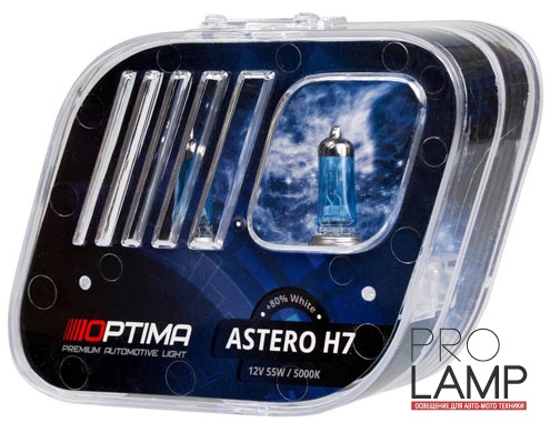 Галогеновые лампы Optima Astero H7 +80% — Optima Astero H7 White 3