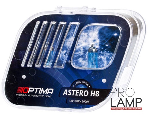 Галогеновые лампы Optima Astero H8 +80% — Optima Astero H8 White 2